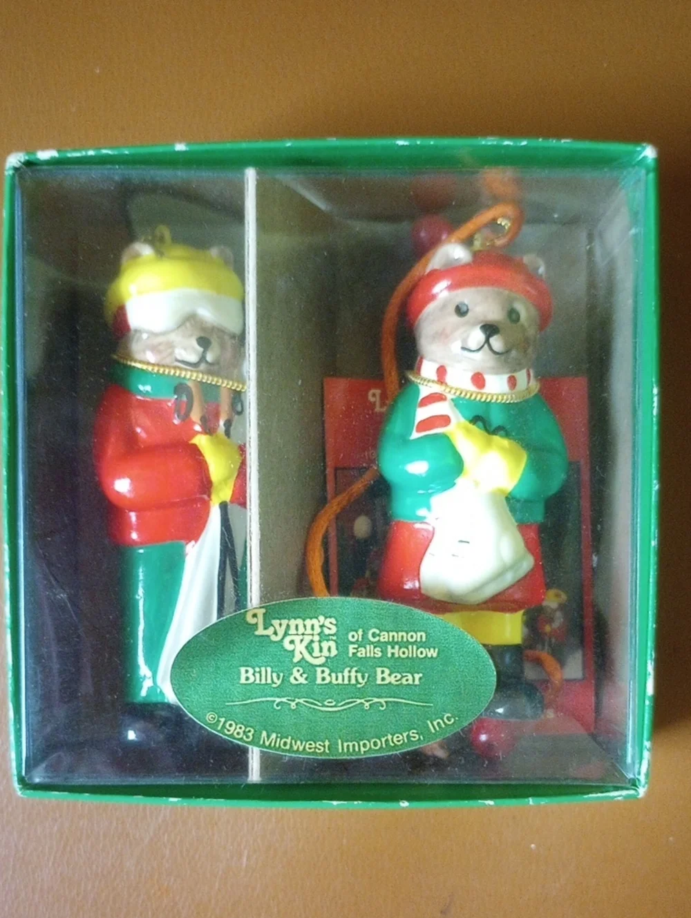 NIB Billy & Buffy Bear Ornaments/ Figures.  Lynn's Kin, Cannon Falls Hollow 80s
